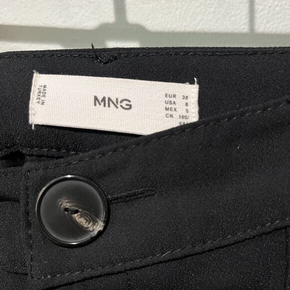 MNG Mango Wide Leg Dress Pants Women’s 6 Black Center Seam Slit Office - Picture 3 of 7